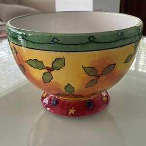 Sango holly decorative bowl with yellow green reddish colors with holly leaves